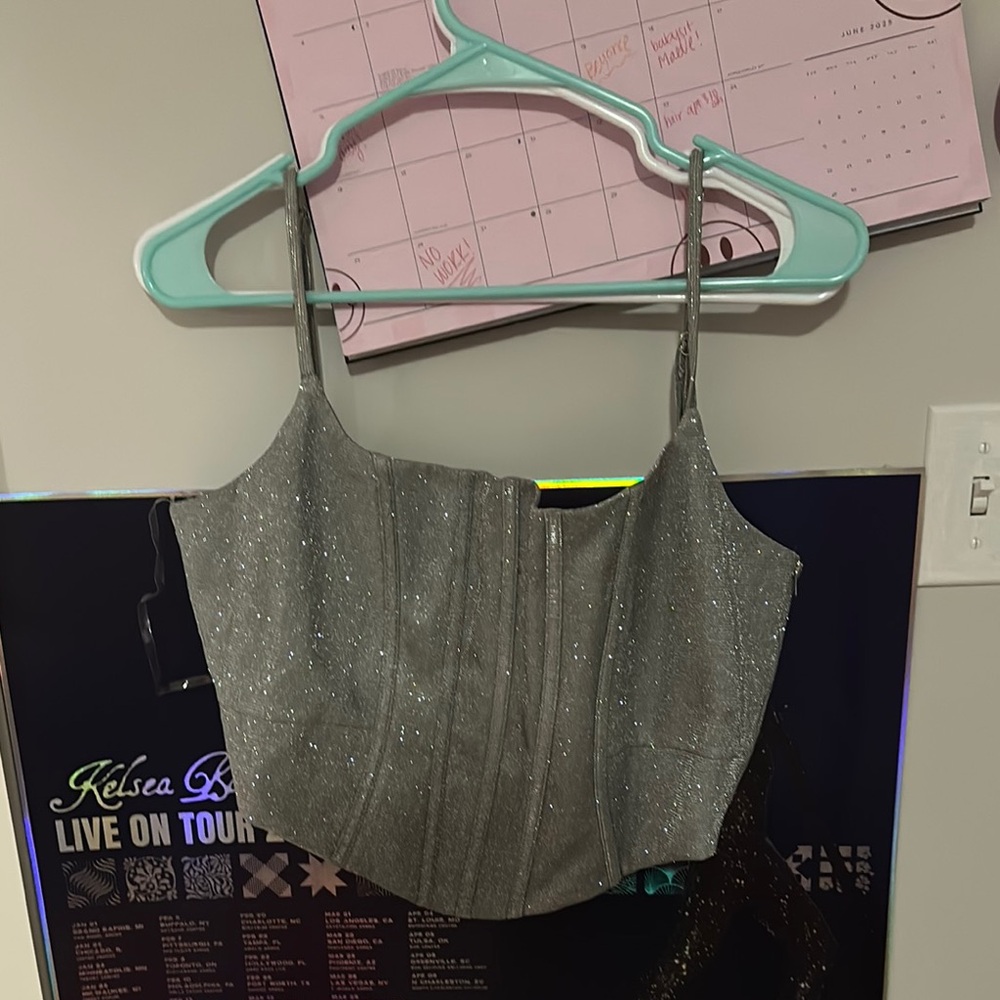 NEW W/ tags! Sparkly Silver Corset Top